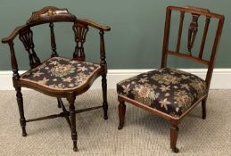 VICTORIAN INLAID CORNER CHAIR, fine example and a nursing chair, believed to be manufactured by
