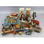 CLOCKWORK & FRICTION WIND TIN PLATE TOYS (14) - animals with various roll along and jumping actions,
