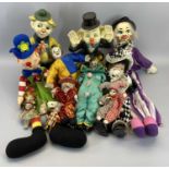 CLOWN, PIEROT & VINTAGE BISQUE DOLLS - a collection to include two standing pottery clown money