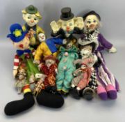 CLOWN, PIEROT & VINTAGE BISQUE DOLLS - a collection to include two standing pottery clown money