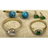 9, 14 & 18ct GOLD, PRECIOUS & SEMI PRECIOUS STONE MOUNTED JEWELLERY to include a 9ct gold emerald