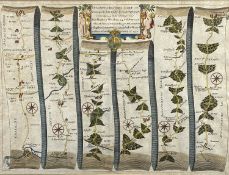 JOHN OGILBY antiquarian map - Chester to Cardiff, 33 x 44cms