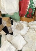 ASSORTED TABLE & OTHER LINEN (two boxes)