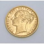 QUEEN VICTORIA YOUNG HEAD GOLD FULL SOVEREIGN, 1871 - 8grms