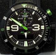 VOSTOK EUROPE MRIYA AN/225 DUAL TIME ALARM CHRONO WRISTWATCH - water resistant black stainless steel