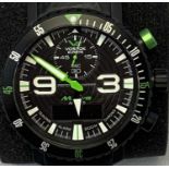 VOSTOK EUROPE MRIYA AN/225 DUAL TIME ALARM CHRONO WRISTWATCH - water resistant black stainless steel