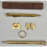 9CT GOLD GENTLEMAN'S CUFFLINKS, A PAIR, 9ct gold wedding band and two gold filled/plated