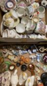 BONE CHINA TEAWARE, cabinet cups and saucers and figurines, ETC (within 2 boxes), patterns include