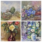 DORIS CRICHTON (4 works), two watercolours and two oils - still life and a continental scene