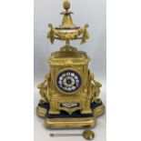 JAPY FRERES CO GILT ORMOLU & PORCELAIN MANTEL CLOCK - the top mounted with a gilt metal and