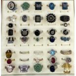 T G G C HARD & SEMI-PRECIOUS STONE SET DRESS RINGS (30) PLUS 6 OTHERS - all but one stamped '925',