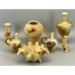 ROYAL WORCESTER BLUSH - including a twin-handled vase, 23cms tall, a potpourri censer, 16cms and