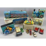 20TH CENTURY TIN PLATE VEHICLE TOYS - having friction and clockwork operation, 11 items to include