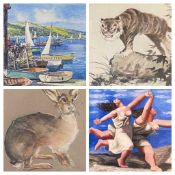 PAINTINGS & PRINTS ASSORTMENT - to include watercolour by NORTHEAST 1963, 25 x 36cms, Chinese