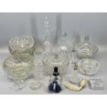 CUT & OTHER COLLECTION OF GLASSWARE - glass decanters with stoppers, covered and other bowls,