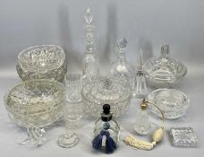 CUT & OTHER COLLECTION OF GLASSWARE - glass decanters with stoppers, covered and other bowls,