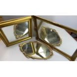 GILT FRAMED WALL MIRRORS (3) - to include a metal framed oval example, 66 x 40cms, rectangular