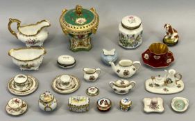 ENGLISH CABINET PORCELAIN, miniatures and collectable pill boxes, a mixed quantity by various makers