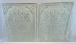 CIRCA 1900 ETCHED & WHEEL CUT GLASS PUBLIC HOUSE SALON WINDOW PANELS - 62.5 x 57.5cms