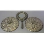 PERSIAN/MIDDLE EASTERN WHITE METAL HAND MIRRORS (3) - to include a circular example with handle