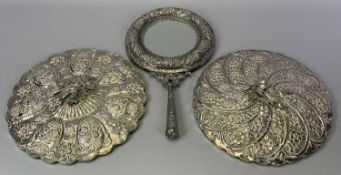 PERSIAN/MIDDLE EASTERN WHITE METAL HAND MIRRORS (3) - to include a circular example with handle