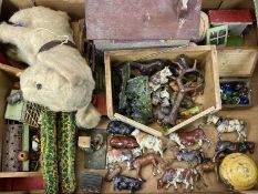 MIXED TOY COLLECTION - to include a Britain's and other cast metal and wooden buildings farmyard