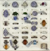 T G G C SEMI-PRECIOUS STONE SET & OTHER DRESS RINGS (37) - most stamped '925' along with some