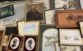 PRINTS ASSORTMENT - to include copper plaques, silhouette portraits on porcelain, ETC (a large