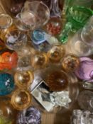 DECORATIVE PAPERWEIGHTS (9) and other colourful glassware, ETC