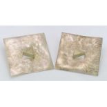 925 SILVER 4CM SQUARE EARRINGS, A PAIR - 21.5grms