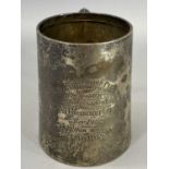 SILVER PRESENTATION TANKARD, Chester 1910, maker Barker Brothers, inscribed "Houghton Bowling