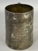 SILVER PRESENTATION TANKARD, Chester 1910, maker Barker Brothers, inscribed "Houghton Bowling