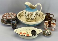 ASSORTED CHINA including Eastern decorative plates, washbasin and jug set ETC, also a small