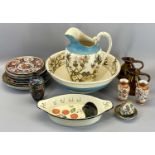 ASSORTED CHINA including Eastern decorative plates, washbasin and jug set ETC, also a small