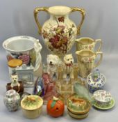 LARGE VINTAGE TWO HANDLED VASE - with a mixed pottery and glassware collection to include two Mary