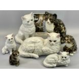 WINSTANLEY & OTHER CERAMIC CATS - three being in mottled colours with glass eyes by Jenny