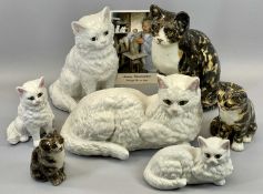 WINSTANLEY & OTHER CERAMIC CATS - three being in mottled colours with glass eyes by Jenny