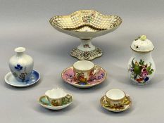 CONTINENTAL CABINET PORCELAIN GROUP, 10 PIECES - to include a Herend salt cellar with screw-on