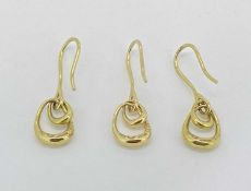 GEORG JENSEN - a trio of 18ct gold twin loop earrings, 7grms