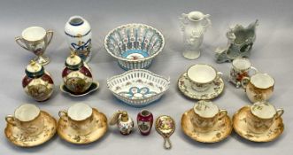 CONTINENTAL CABINET PORCELAIN - a mixed quantity including two reticulated dishes decorated in