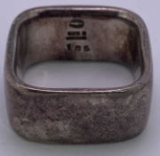 GEORG JENSEN 925 SQUARE SILVER DRESS RING - Size M-N, 9mm wide, 13grms