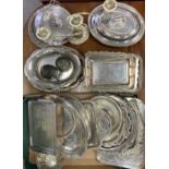 EPNS & OTHER METAL WARE - to include various trays, entree dishes, bases, ETC, along with two pewter