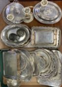 EPNS & OTHER METAL WARE - to include various trays, entree dishes, bases, ETC, along with two pewter