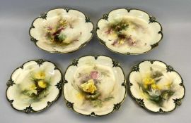 HADLEY'S WORCESTER HAND PAINTED PORCELAIN PART FRUIT SET consisting of 2 x 12cms H x 26cms across