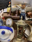 MIXED COLLECTABLES GROUP - to include vintage and later brassware, treen bookends and other wooden