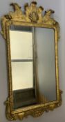 WILLIAMSBURG QUEEN ANN REPRODUCTION GILT FRAMED MIRROR - with eagle's head decorated crest, 104cms