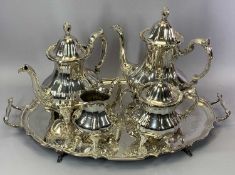TWO-HANDLED EPNS PRESENTATION TRAY and a non-associated four piece EPNS tea service, the tray