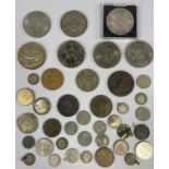 MIXED BRITISH & OTHER COINAGE - a small parcel to include a George V 1935 crown and six other