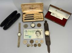 MIXED COLLECTABLES GROUP - to include a boxed Parker 61 three piece pen and pencil set, five pound