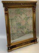 REPRODUCTION GILT FRAMED WALL MIRROR, REGENCY STYLE - with bevelled edge to the glass, 68.5cms H,